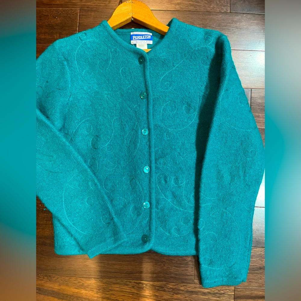 Pendleton Teal Cardigan Sweater